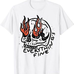 Skeleton T-Shirt Everything Is Fine Vintage Funny Horror Graphic Fan Tee 92